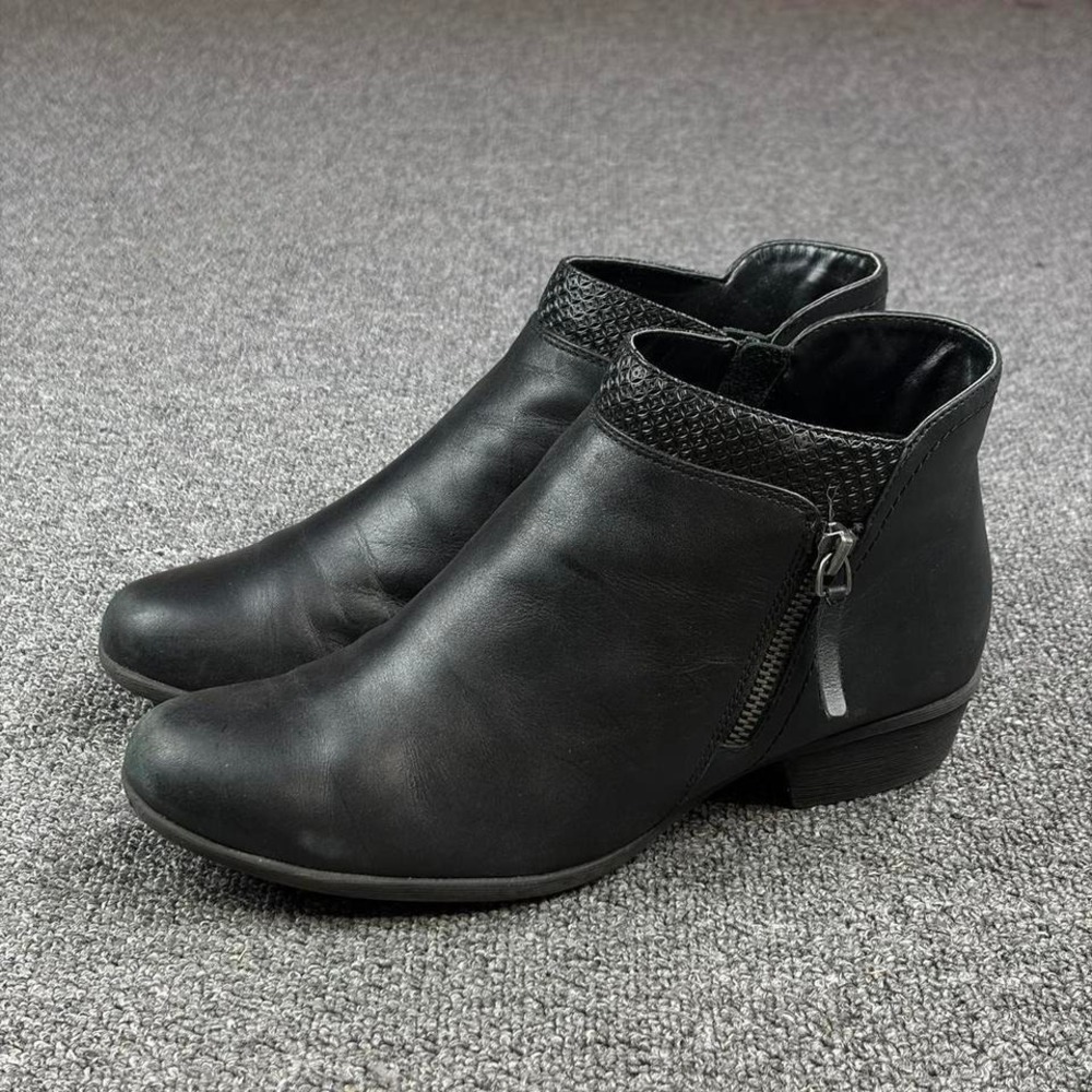 Rockport Black Leather Side Zip Ankle Campus‎ Booties Boots Women's size 8